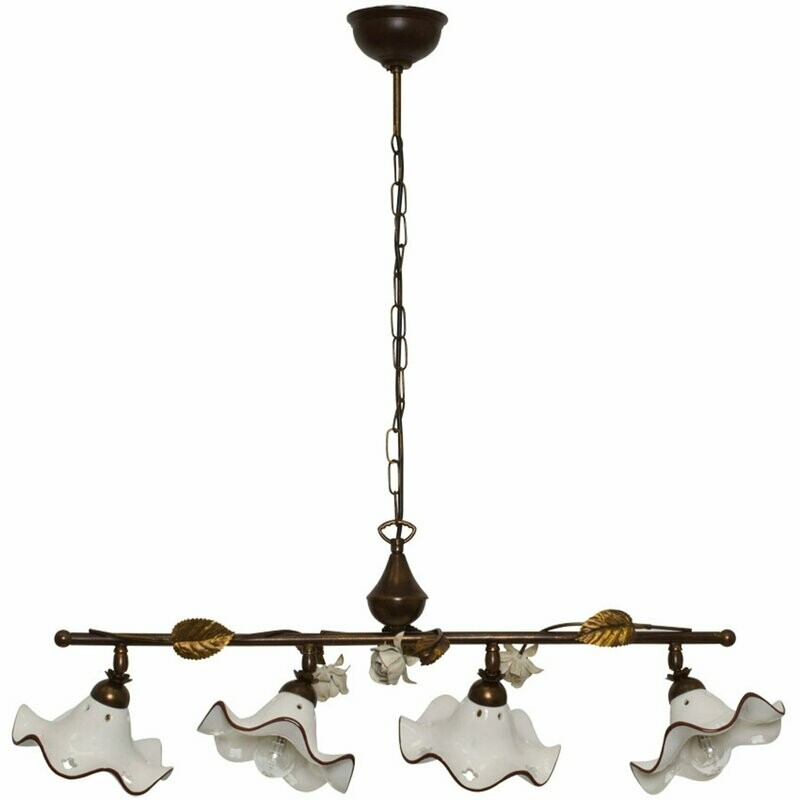 Pendelleuchte 4 flammig mit Blumenmustern Blättern und Rosen CERAMICHE BORSO Pendelleuchte 4 flammig mit Blumenmustern Blättern und Rosen CERAMICHE BORSO