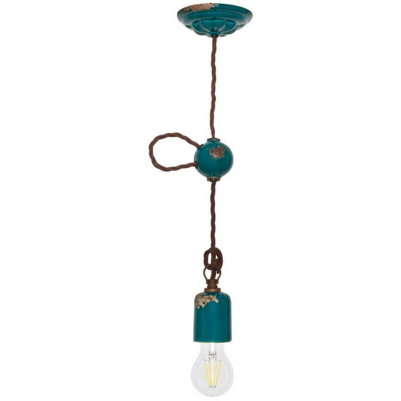 Pendelleuchte Hängeleuchte Vintage-Design Keramik petrol rostfarben FERROLUCE Pendelleuchte Hängeleuchte Vintage-Design Keramik petrol rostfarben FERROLUCE