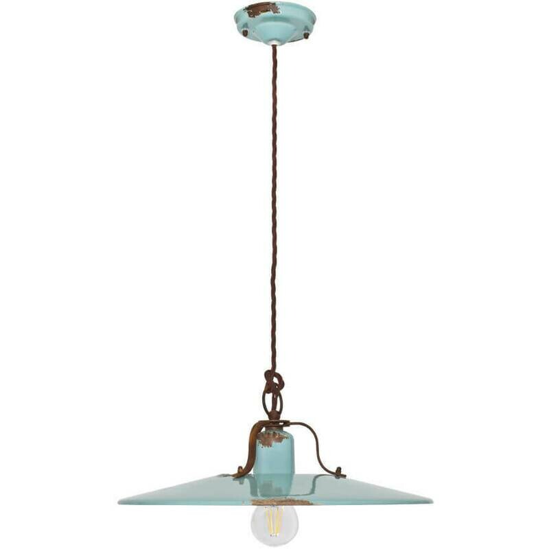 Pendelleuchte Hängeleuchte Vintage-Design Keramik hellblau rostfarben FERROLUCE