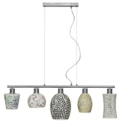 Pendelleuchte Hängeleuchte AREZZO nickelfarben Glasschirme 5x E27 max. 40W NINO Pendelleuchte Hängeleuchte AREZZO nickelfarben Glasschirme 5x E27 max. 40W NINO