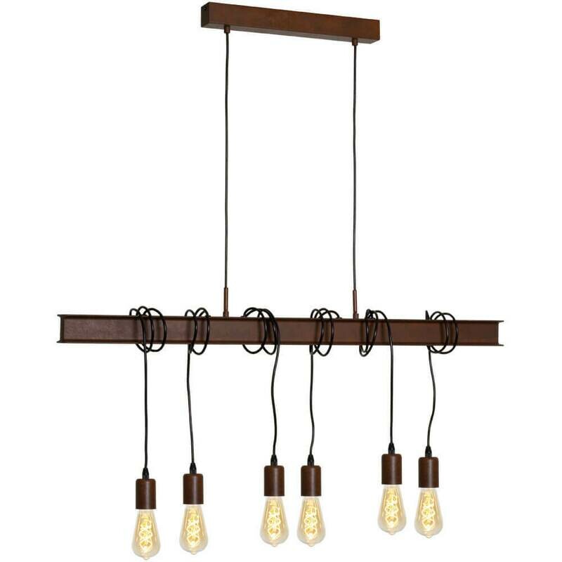 Pendelleuchte Hängeleuchte TOWNSHEND 4 Bahnschwelle braun 6x E27 max. 60W EGLO