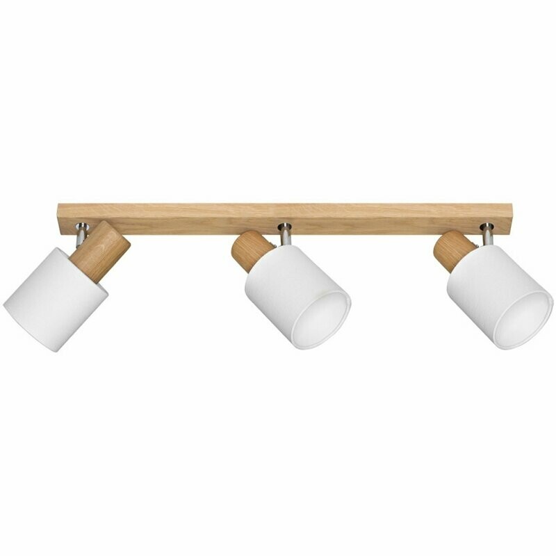 Deckenleuchte Schiene dreiflammig Holz Eiche Textilschirm Fassung E27 max. 60W Spotlight Deckenleuchte Schiene dreiflammig Holz Eiche Textilschirm Fassung E27 max. 60W Spotlight