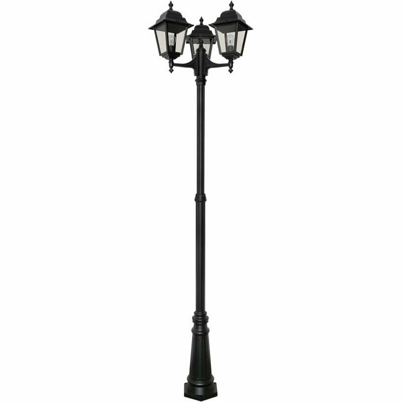 Aussenleuchte Aussenstandleuchte Laterne NIZZA Aluminium schwarz 3x E27 max. 100W Höhe 255 cm  LANDA