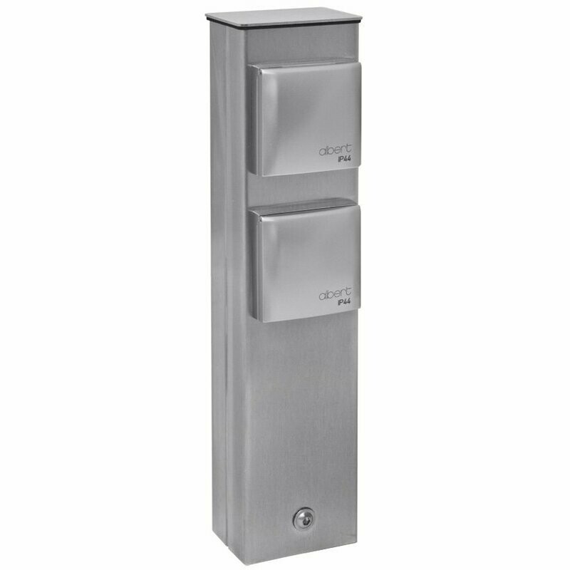 Steckdosensäule Energiesäule Edelstahl 2 Steckdosen Steckdosenverteiler IP44 Albert Steckdosensäule Energiesäule Edelstahl 2 Steckdosen Steckdosenverteiler IP44 Albert