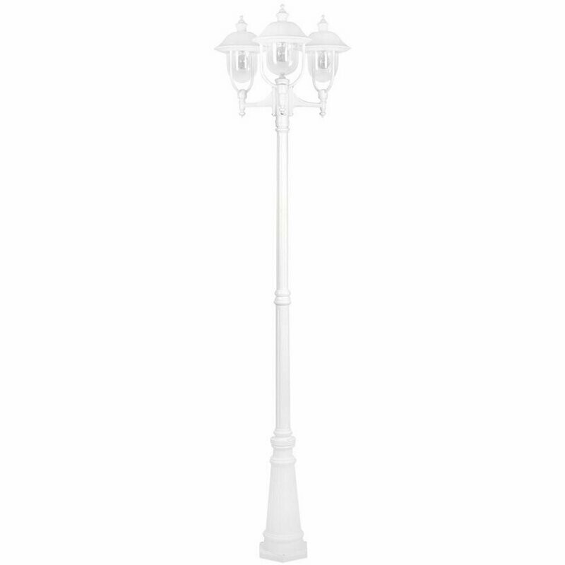 Aussenleuchte Standleuchte Aussenlampe Laterne dreiflammig weiss Höhe 250 cm 3x E27 max. 100W LANDA