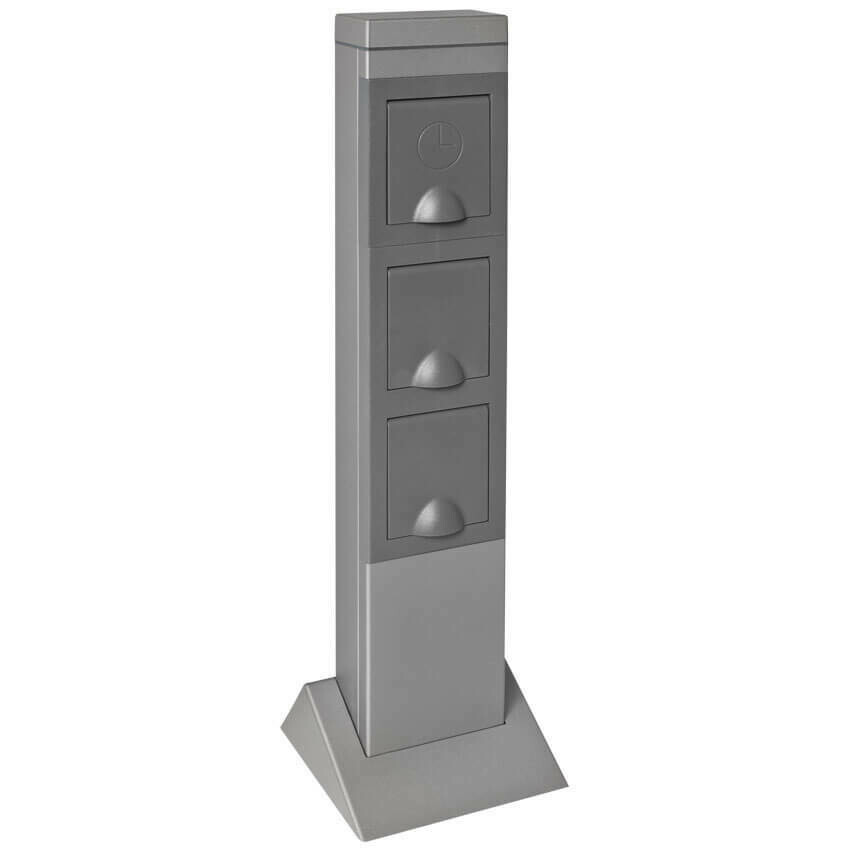 Steckdosensäule IP44 Aluminium 2 Steckdosen mit Zeitschaltuhr REV