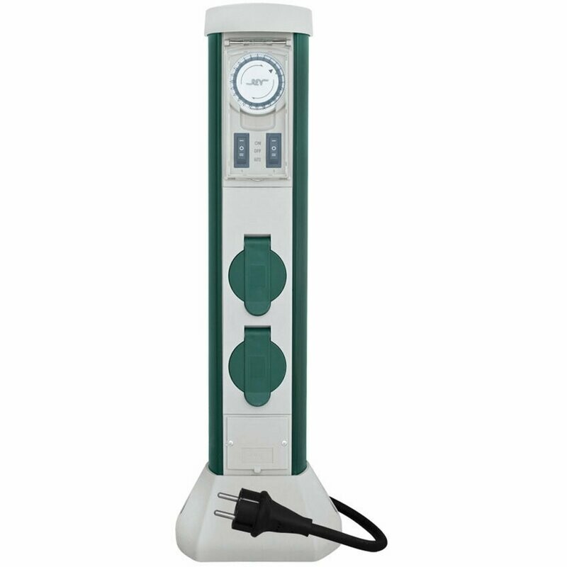 Steckdosensäule mit Schaltuhr GREEN CRAFT IP44 2 Steckdosen REV Steckdosensäule mit Schaltuhr GREEN CRAFT IP44 2 Steckdosen REV