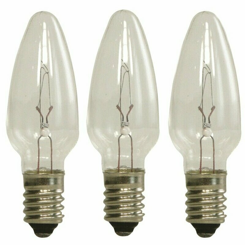 3 Stück Ersatzlampen Topkerze 12V 3W E10 glatt für 20er Aussenlichterkette Rotpfeil 3 Stück Ersatzlampen Topkerze 12V 3W E10 glatt für 20er Aussenlichterkette Rotpfeil