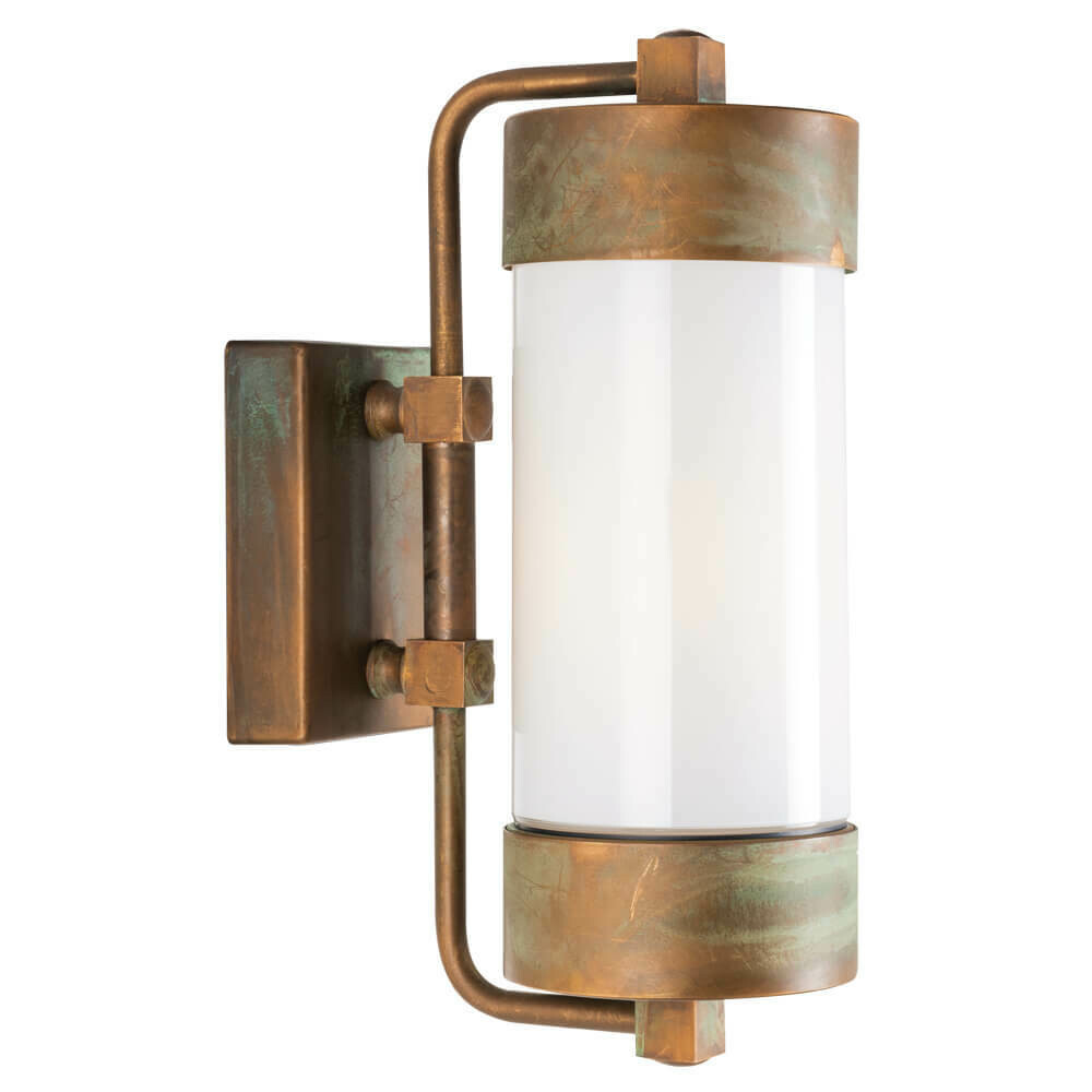 Aussenwandleuchte Wandlampe Altmessing patiniert Messing Glas opal MORETTI LUCE