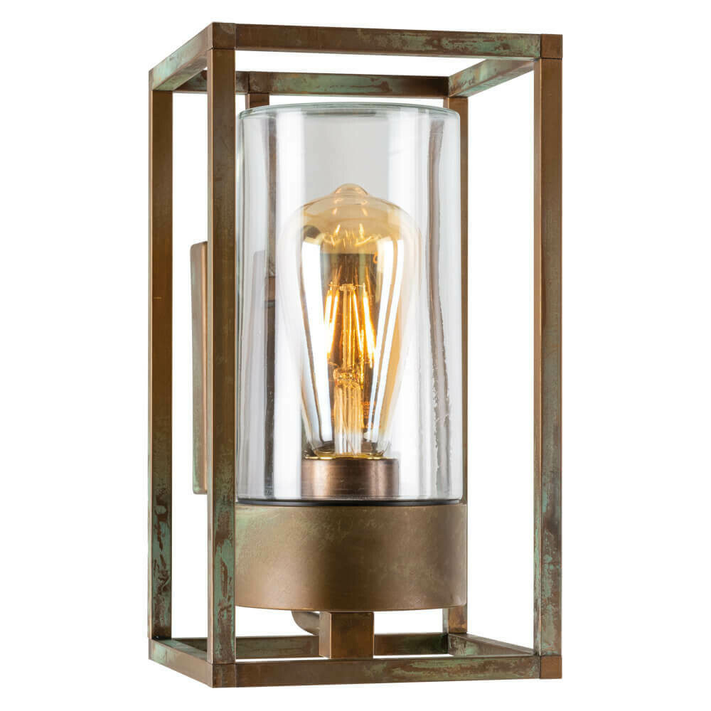 Aussenwandleuchte Wandlampe Altmessing patiniert Messing Glas klar MORETTI LUCE
