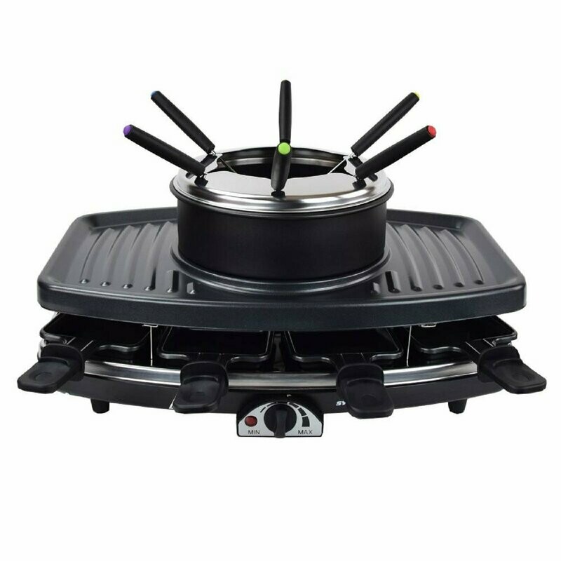 Raclette mit Grill und Fondue für 8 Personen Kontaktgrill Raclette mit Grill und Fondue für 8 Personen Kontaktgrill
