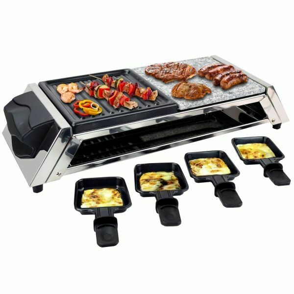 Raclette für 8 Personen mit Grillplatte und Heissem Stein Edelstahl Gent Raclette für 8 Personen mit Grillplatte und Heissem Stein Edelstahl Gent