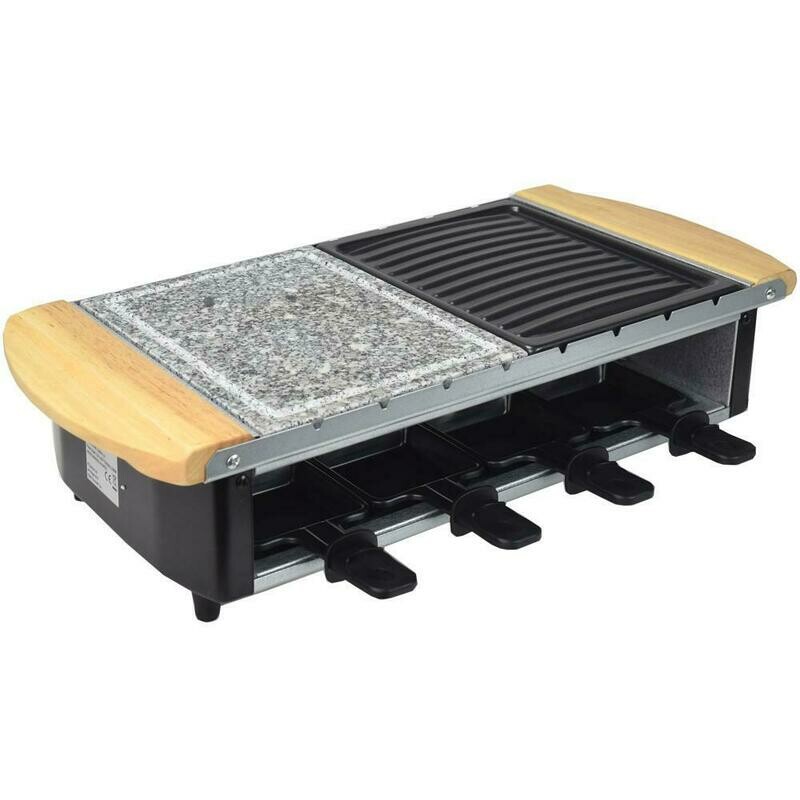 Edelstahl Raclette Uri für 8 Personen mit Grillplatte und Heissem Stein 1200W Edelstahl Raclette Uri für 8 Personen mit Grillplatte und Heissem Stein 1200W