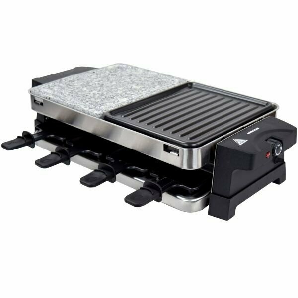 Edelstahl Raclette für 8 Personen mit Heissem Stein und Grillplatte Edelstahl Raclette für 8 Personen mit Heissem Stein und Grillplatte