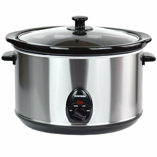 5,6 Liter Edelstahl Slow Cooker mit Warmhaltefunktion 5,6 Liter Edelstahl Slow Cooker mit Warmhaltefunktion