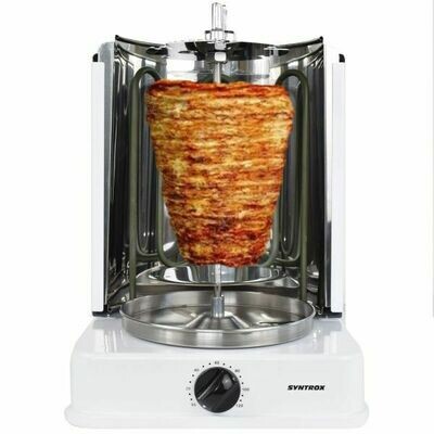 Dönergrill Rotisserie mit drehbaren Aussenspiessen und Timer weiss Dönergrill Rotisserie mit drehbaren Aussenspiessen und Timer weiss