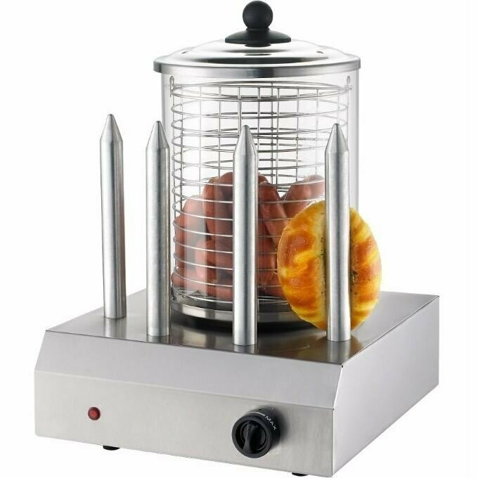 Hot Dog Maker mit 4 Spiessen und Würstchenwärmer Bockwurstwärmer