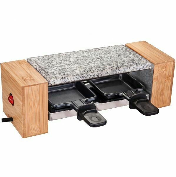 Raclette Holz Design Biel mit Grill und Heißer Stein für 2 Personen