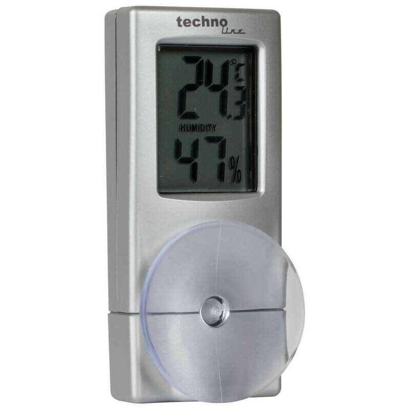 Fenster-Thermometer Hygrometer Kunststoff silber mit Saugnapf Techno line WS 7025 Fenster-Thermometer Hygrometer Kunststoff silber mit Saugnapf Techno line WS 7025