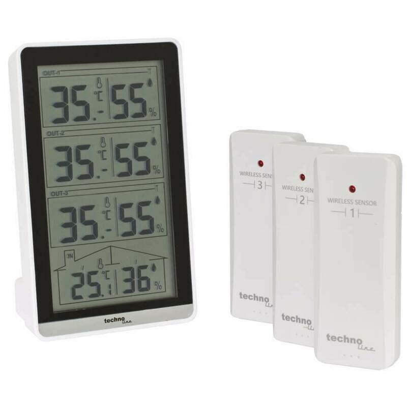 Funk Thermometer Hygrometer mit 3-facher Außentemperaturanzeige Techno line WS 7060 Funk Thermometer Hygrometer mit 3-facher Außentemperaturanzeige Techno line WS 7060