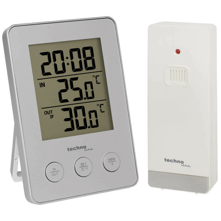 Digital-Temperaturstation mit Quarzuhr Außentemperaturanzeige Techno line WS 9175
