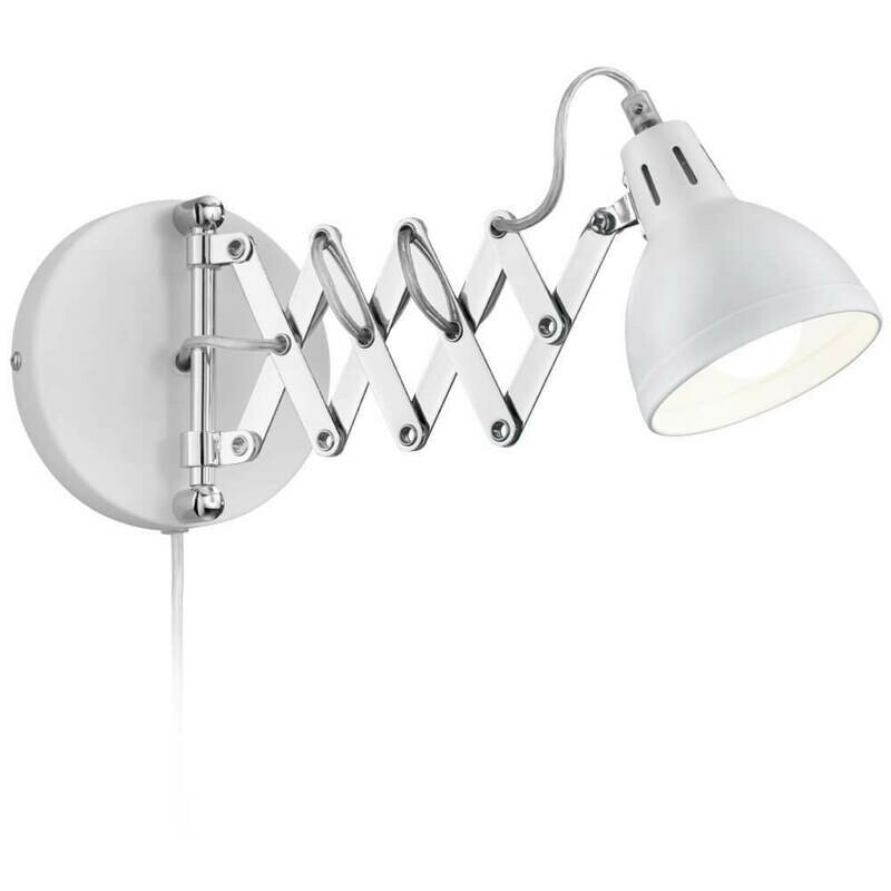 Wandlampe Wandleuchte SCISSOR Scherenarm chrom weiss 1x E14 max. 28W REALITY Wandlampe Wandleuchte SCISSOR Scherenarm chrom weiss 1x E14 max. 28W REALITY