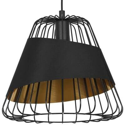 Pendelleuchte Hängeleuchte AUSTELL Drahtgestell schwarz Textil schwarz gold EGLO Pendelleuchte Hängeleuchte AUSTELL Drahtgestell schwarz Textil schwarz gold EGLO