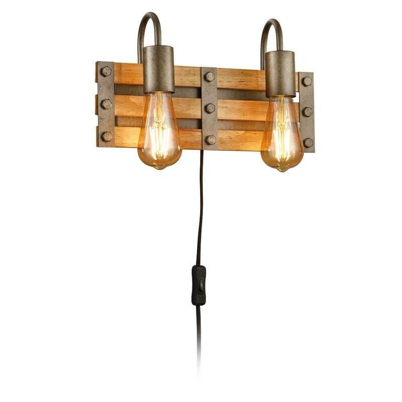 Wandleuchte KHAN Metall nickelfarben Holz natur 2x E27 max. 28W Trio-Leuchten Wandleuchte KHAN Metall nickelfarben Holz natur 2x E27 max. 28W Trio-Leuchten
