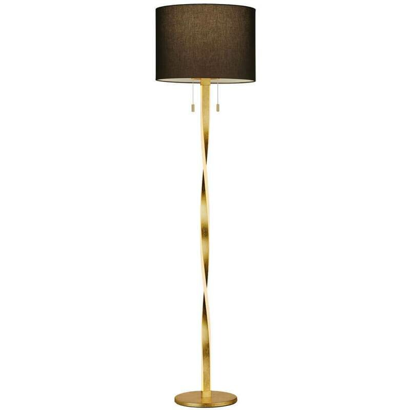 LED Standleuchte Stehlampe NANDOR Textilschirm Metall gold 2x LEDs 7W 160cm TRIO LED Standleuchte Stehlampe NANDOR Textilschirm Metall gold 2x LEDs 7W 160cm TRIO