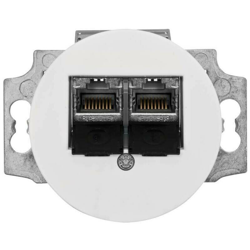 Datendose 2x RJ45 Porzellan weiss Unterputz THPG Datendose 2x RJ45 Porzellan weiss Unterputz THPG