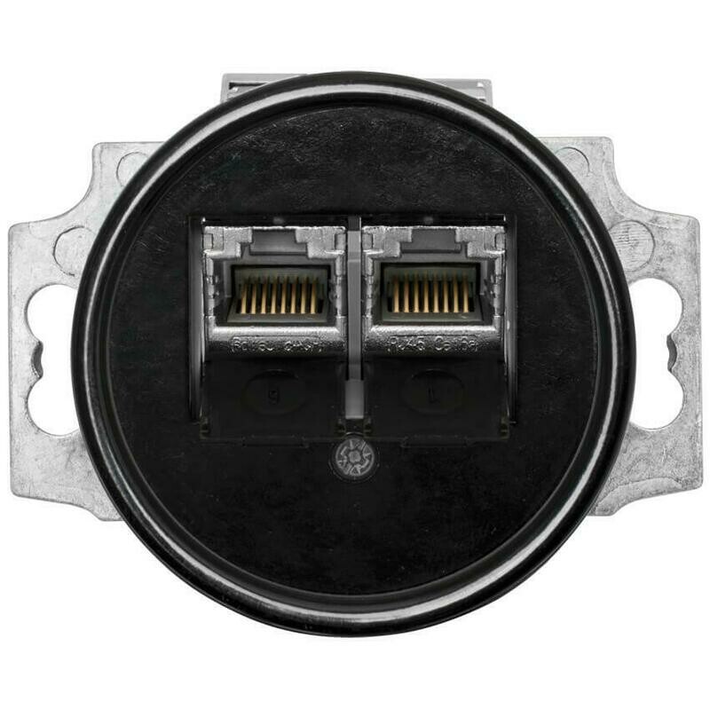 Datendose RJ45 Bakelit schwarz Unterputz THPG Datendose RJ45 Bakelit schwarz Unterputz THPG