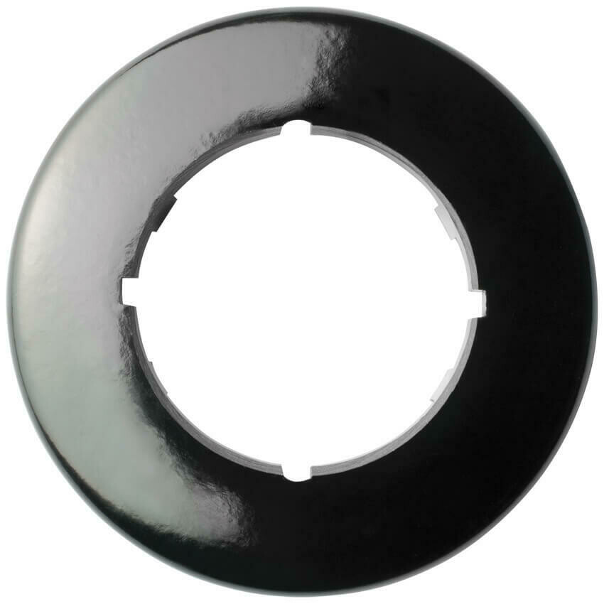 Abdeckrahmen rund 1-fach Bakalit schwarz für Schalter und Steckdose THPG