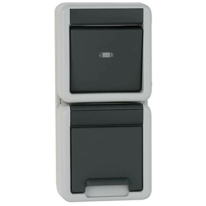 Kombination Wippschalter Steckdose 16A 250V senkrecht IP44 Aufputz Feuchtraum GIRA Kombination Wippschalter Steckdose 16A 250V senkrecht IP44 Aufputz Feuchtraum GIRA