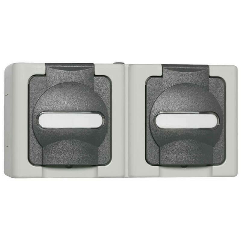 2-fach Schutzkontakt-Steckdose mit Klappdeckel waagerecht IP44 Aufputz Feuchtraum Kopp BLUE ELECTRIC 2-fach Schutzkontakt-Steckdose mit Klappdeckel waagerecht IP44 Aufputz Feuchtraum Kopp BLUE ELECTRIC