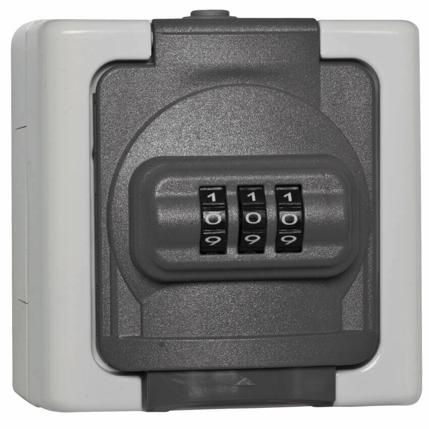 Schutzkontakt-Steckdose mit Zahlenschloss IP44 Aufputz Feuchtraum Kopp BLUE ELECTRIC