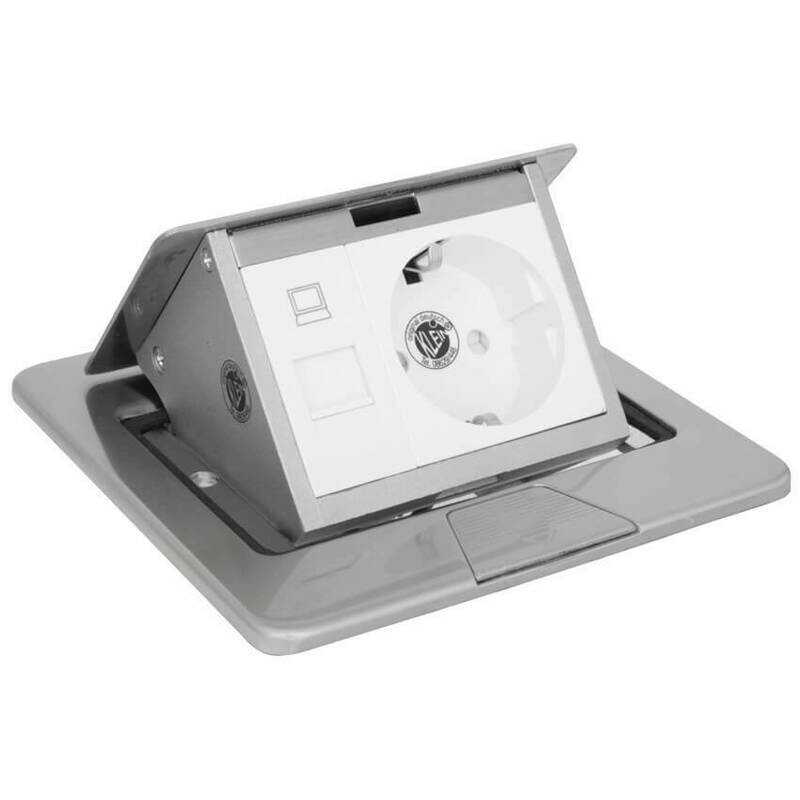 Boden-Einbau-Steckdose Edelstahl eckig 1 Steckdose 250V und 1 ISDN-Dose RJ45 KLEIN Boden-Einbau-Steckdose Edelstahl eckig 1 Steckdose 250V und 1 ISDN-Dose RJ45 KLEIN