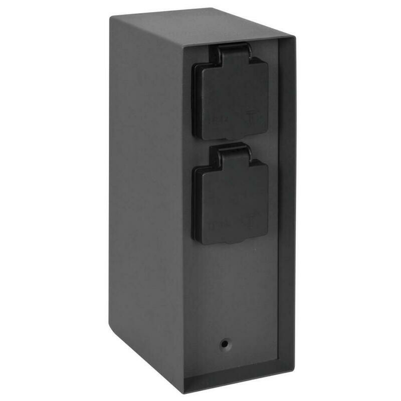 Steckdosensäule Energiesäule Edelstahl anthrazit 4 Steckdosen Steckdosenverteiler  IP44