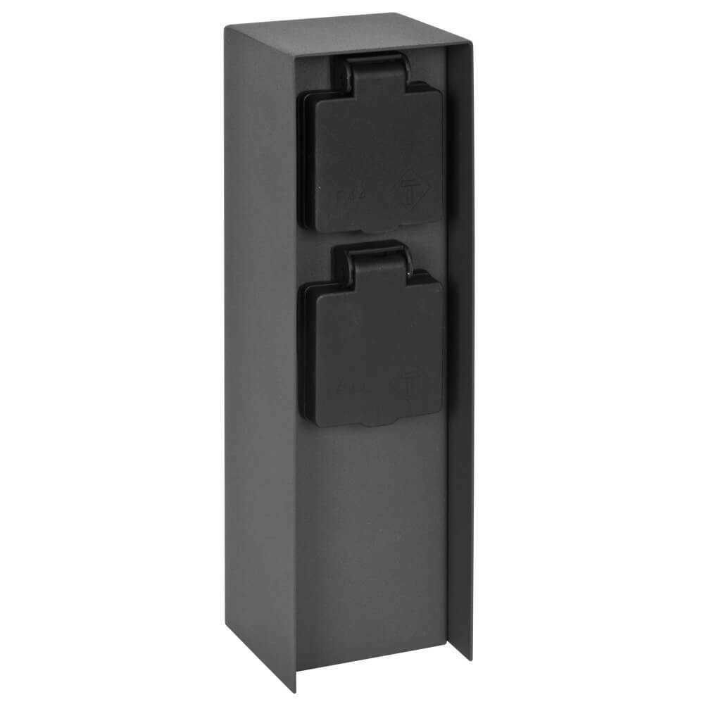 Steckdosensäule Energiesäule Edelstahl anthrazit 2 Steckdosen Steckdosenverteiler  IP44