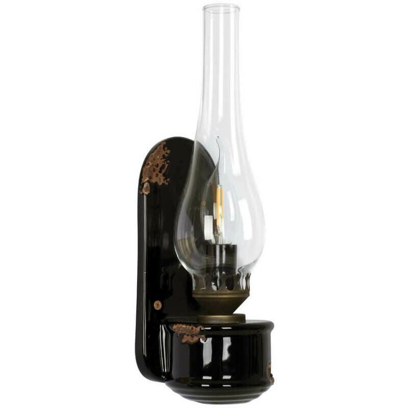 Wandleuchte Wandlampe Öllampen-Design Keramik schwarz Metall rostfarben FERROLUCE Retro Wandleuchte Wandlampe Öllampen-Design Keramik schwarz Metall rostfarben FERROLUCE Retro