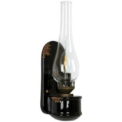 Wandleuchte Wandlampe Öllampen-Design Keramik schwarz Metall rostfarben FERROLUCE Retro