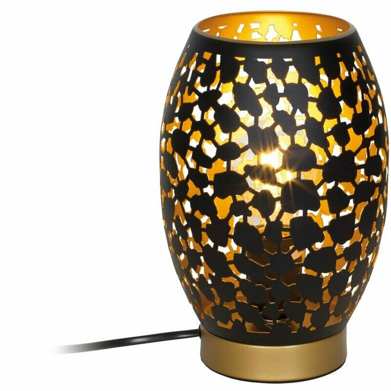 Tischleuchte Tischlampe Metall schwarz gold gestanzt E27 max. 40W H 23cm