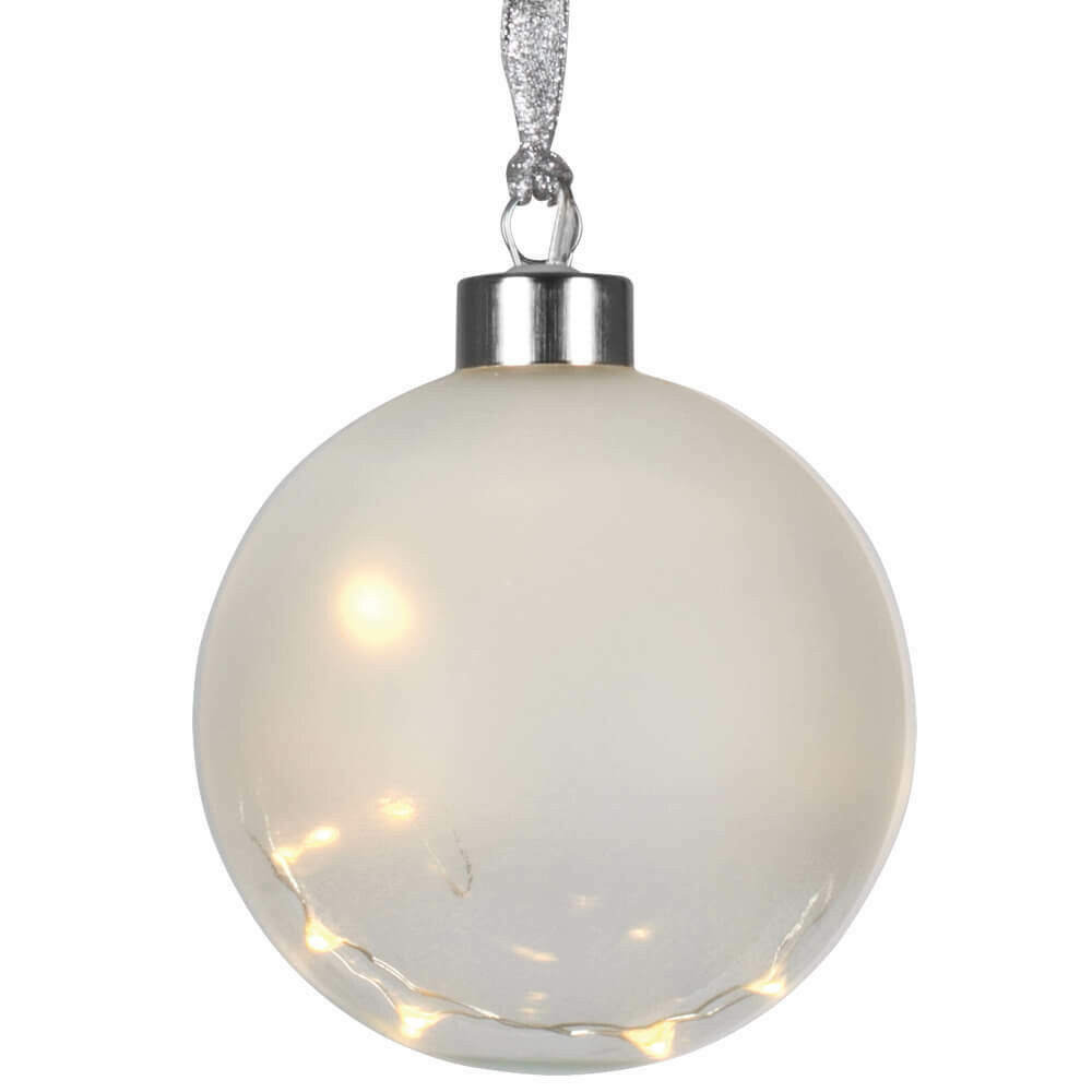 LED Glaskugel GLOW Ø 10 cm 15 warmweiße LEDs Batteriebetrieb BEST SEASON