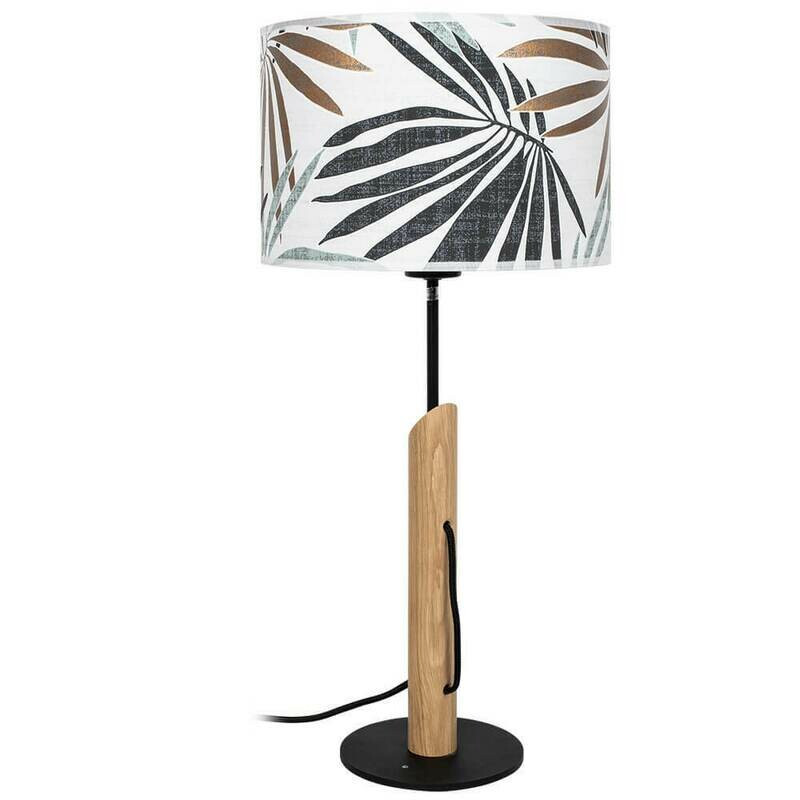Tischleuchte Tischlampe HOJA Eichenholz mit Tapetenschirm Blattmuster max. 25W H 60cm Spot Light Tischleuchte Tischlampe HOJA Eichenholz mit Tapetenschirm Blattmuster max. 25W H 60cm Spot Light