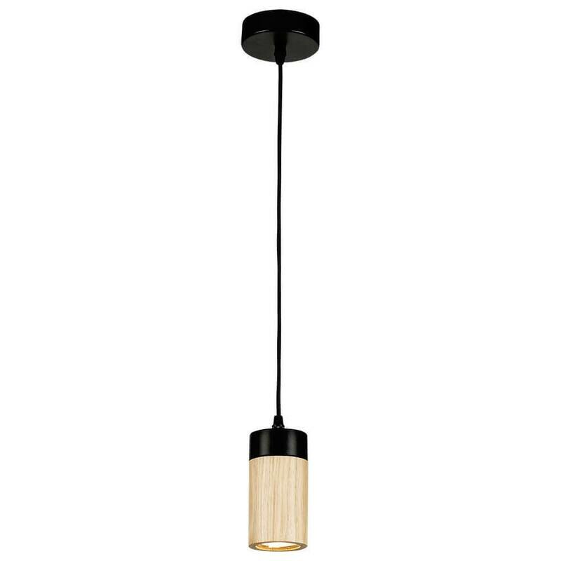 LED Pendelleuchte Hängelampe ANNICK Holz Eiche Metall schwarz 5W Ø 7cm Spot Light LED Pendelleuchte Hängelampe ANNICK Holz Eiche Metall schwarz 5W Ø 7cm Spot Light