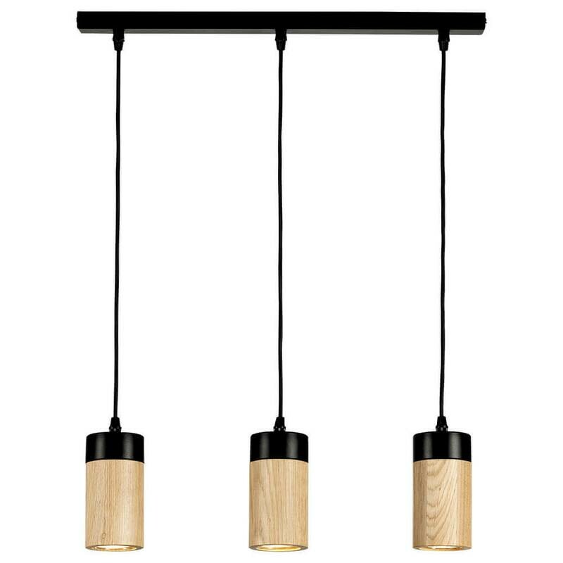 LED Pendelleuchte Hängelampe ANNICK dreiflammig Holz Eiche Metall schwarz 15W Spot Light LED Pendelleuchte Hängelampe ANNICK dreiflammig Holz Eiche Metall schwarz 15W Spot Light