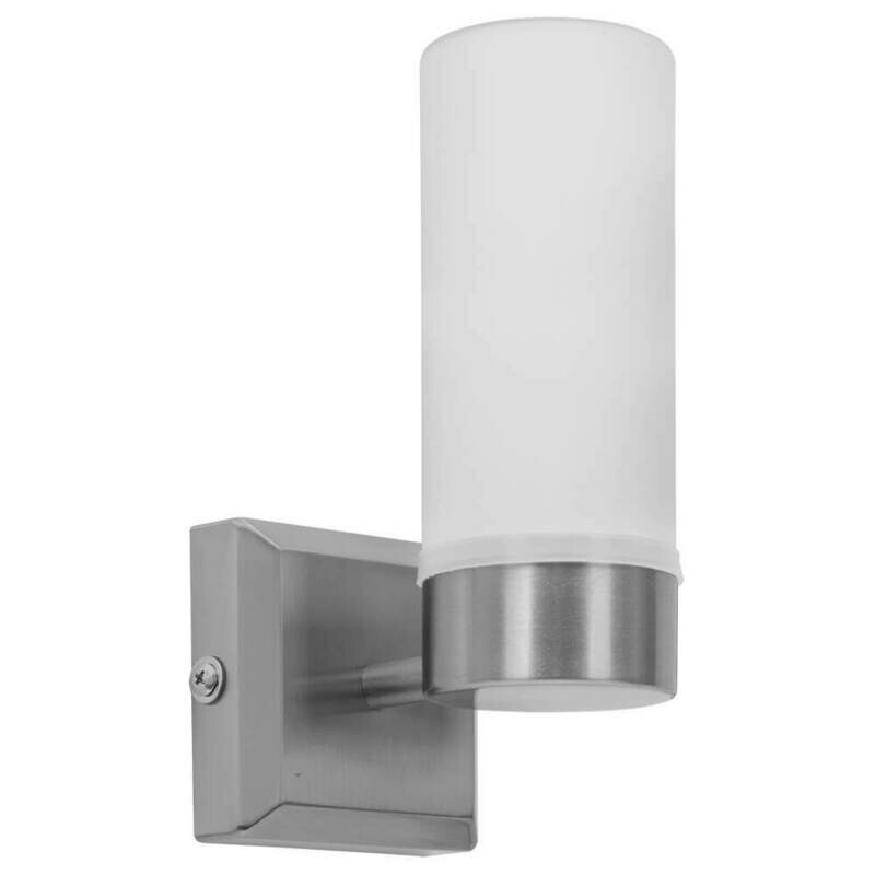 Badleuchte Wandlampe IP 44 nickelfarben Glas opal E14 max. 40W