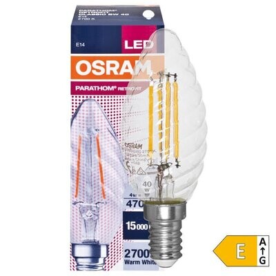 LED Filament Lampe Kerzen Form gedreht klar E14 4W 470 lm 2700K OSRAM PHARATHOM RETROFIT