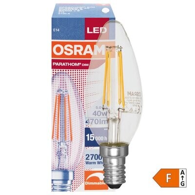 LED Filament Lampe Kerzen Form klar E14 4,8W 470 lm 2700K OSRAM CLASSIC