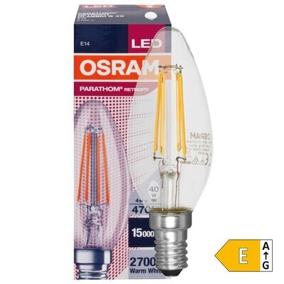 LED Filament Lampe Kerzen Form klar E14 4W 470 lm 2700K OSRAM PHARATHOM RETROFIT