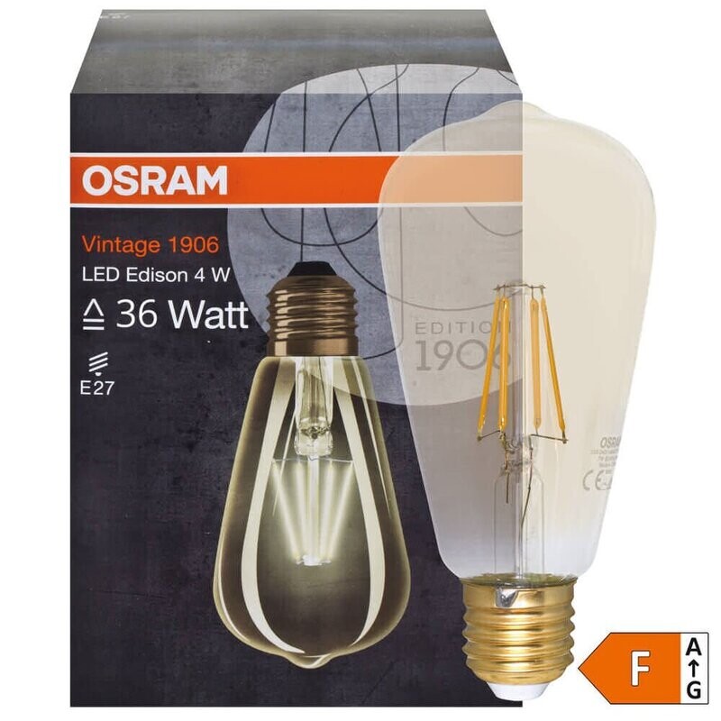 LED Filament Lampe Edison Form gold E27 4,5W 420 lm 2500K OSRAM Vintage 1906 LED Filament Lampe Edison Form gold E27 4,5W 420 lm 2500K OSRAM Vintage 1906